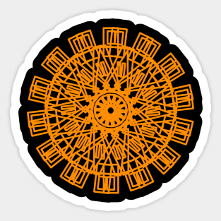 Unique circular geometric pattern design in orange color Sticker